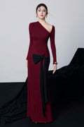 Melanie Asymmeytric Neck Ribbon Maxi Dress