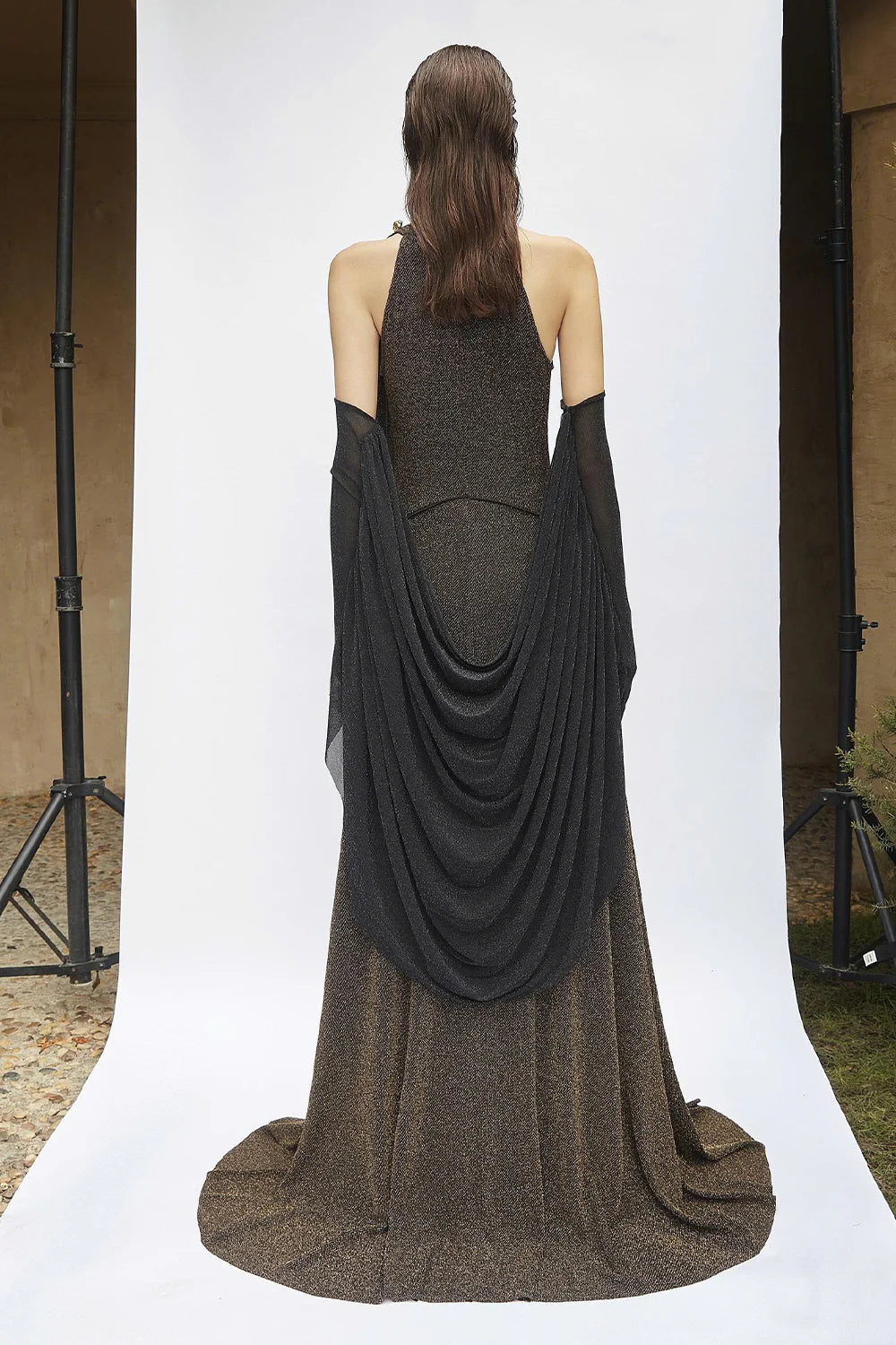 Lucinda Halter Neck Draped Maxi Dress