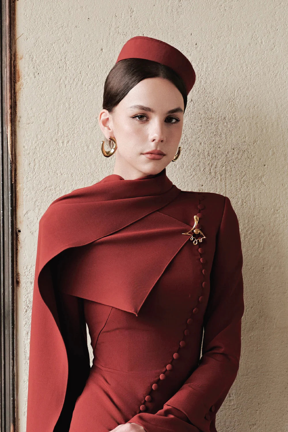 Callum Scarf Button Midi Dress