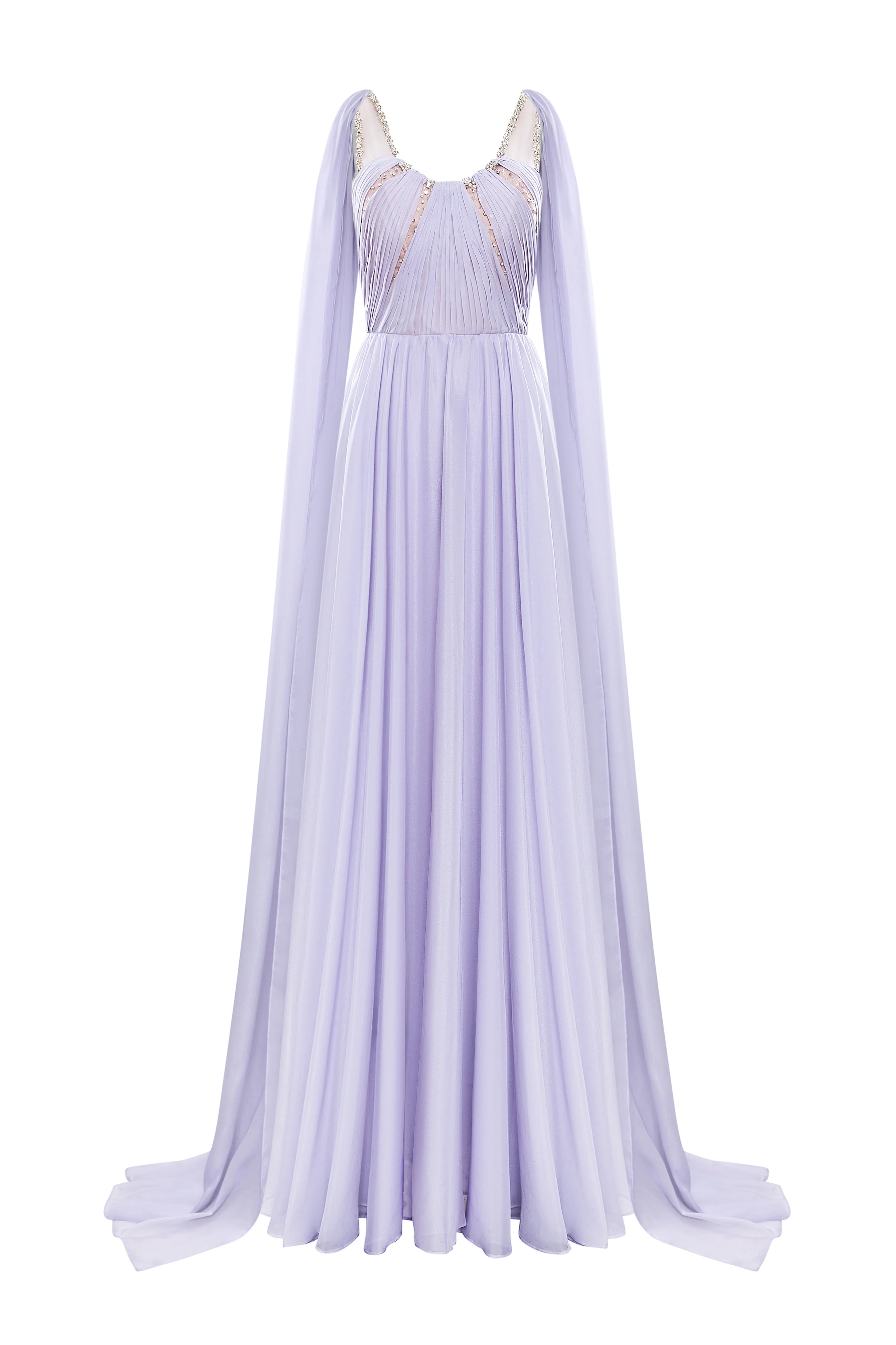 Violette A-line Scoop Neck Silk Blend Maxi Dress