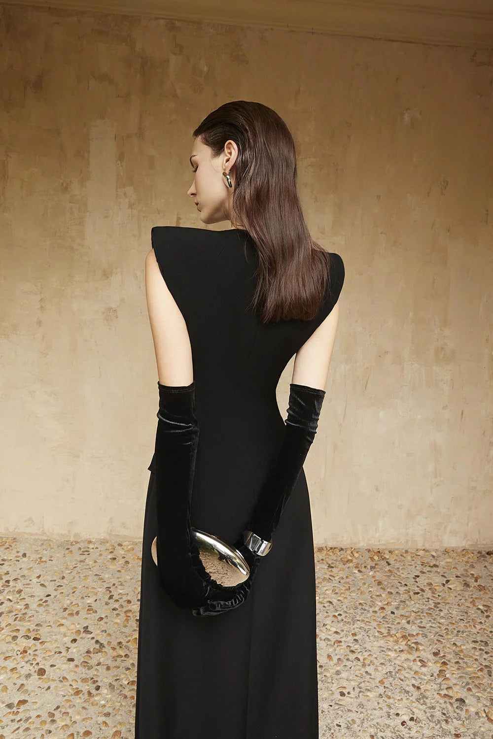 Elenor I Asymmetric Neck Draped Maxi Dress