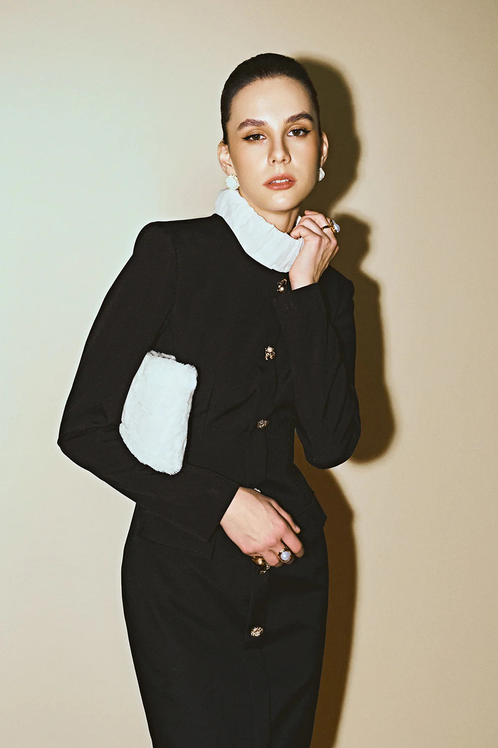 Vespera High Neck Button Mini Dress