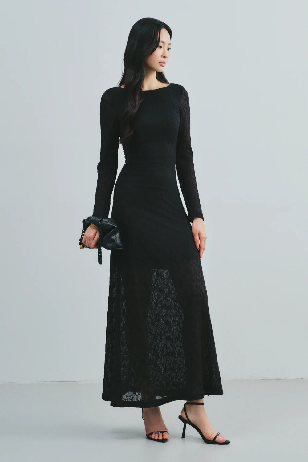 Cassia Boat Neck Lace Maxi Dress