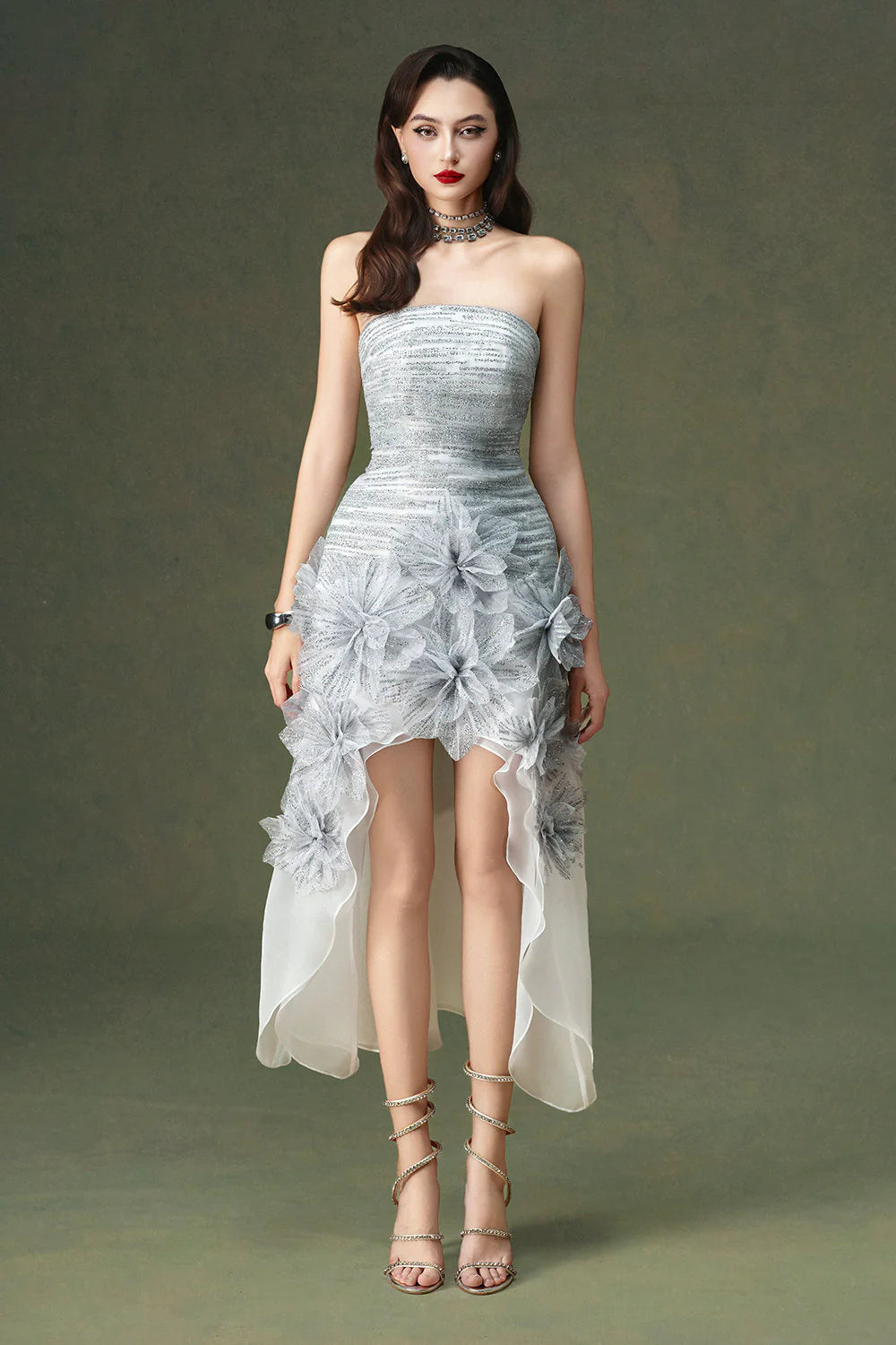 Dania Asymmetric Applique Mini Dress