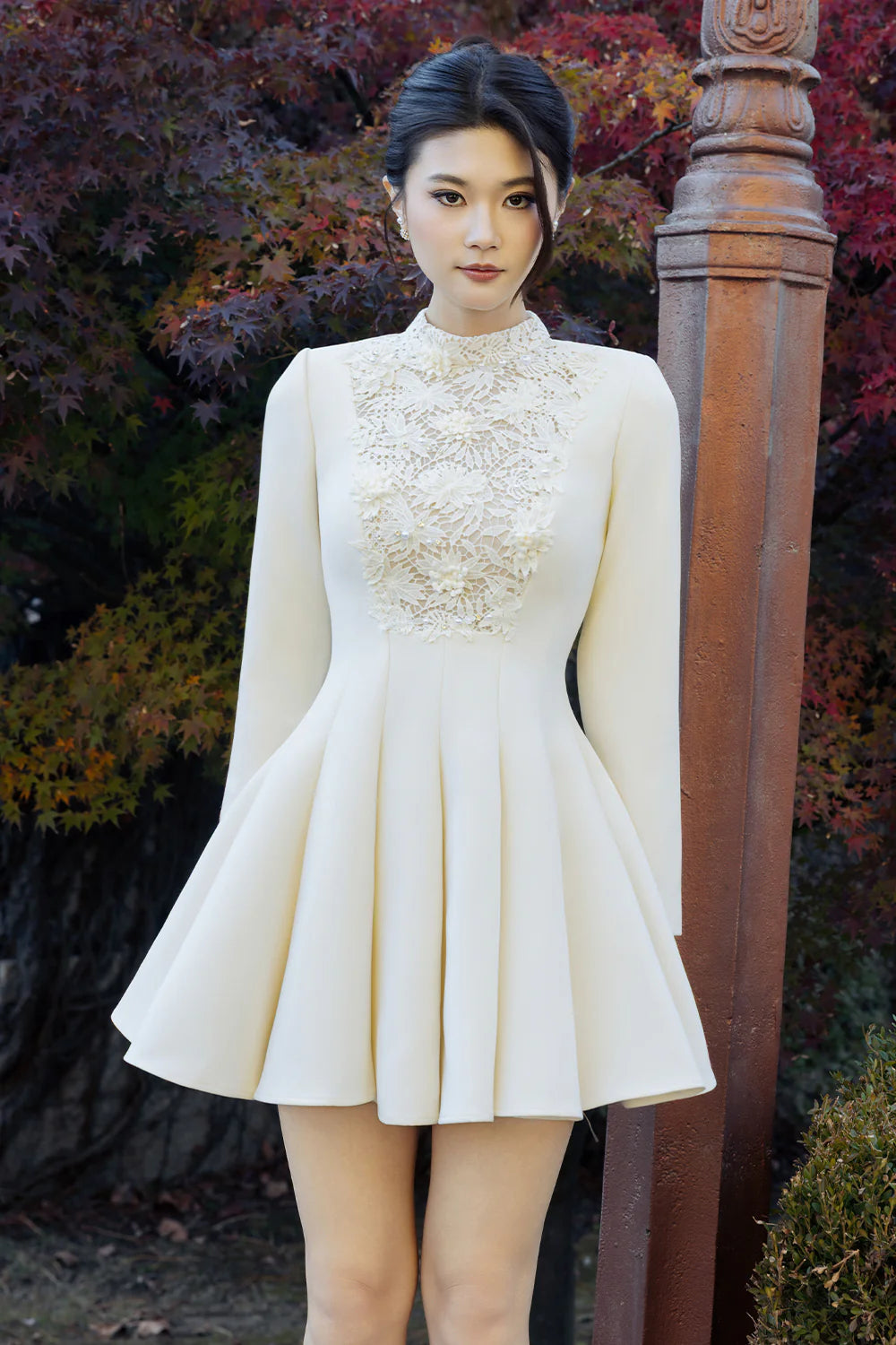 Nivora High Neck Applique Mini Dress