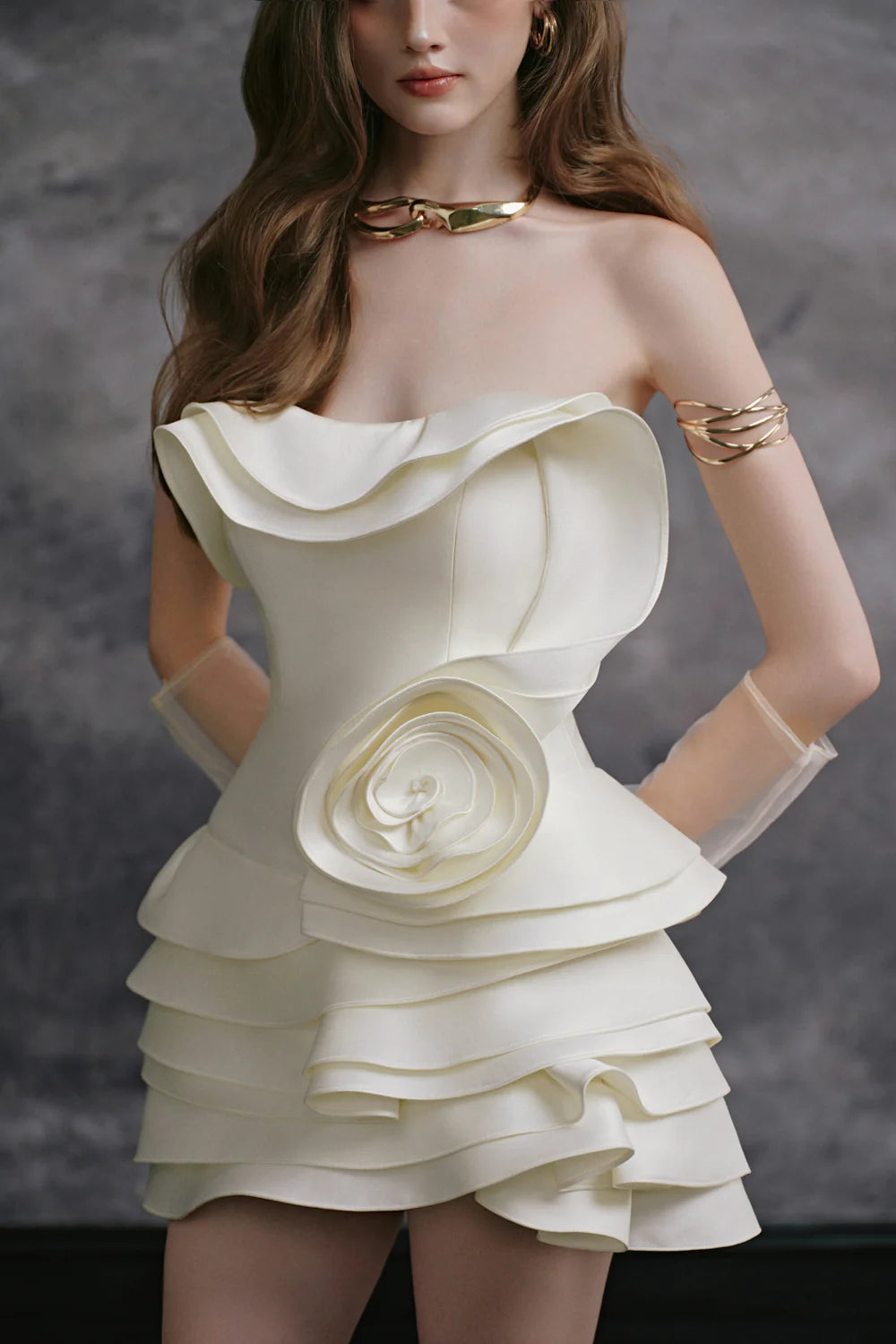 Rose Sweetheart Draped Mini Dress