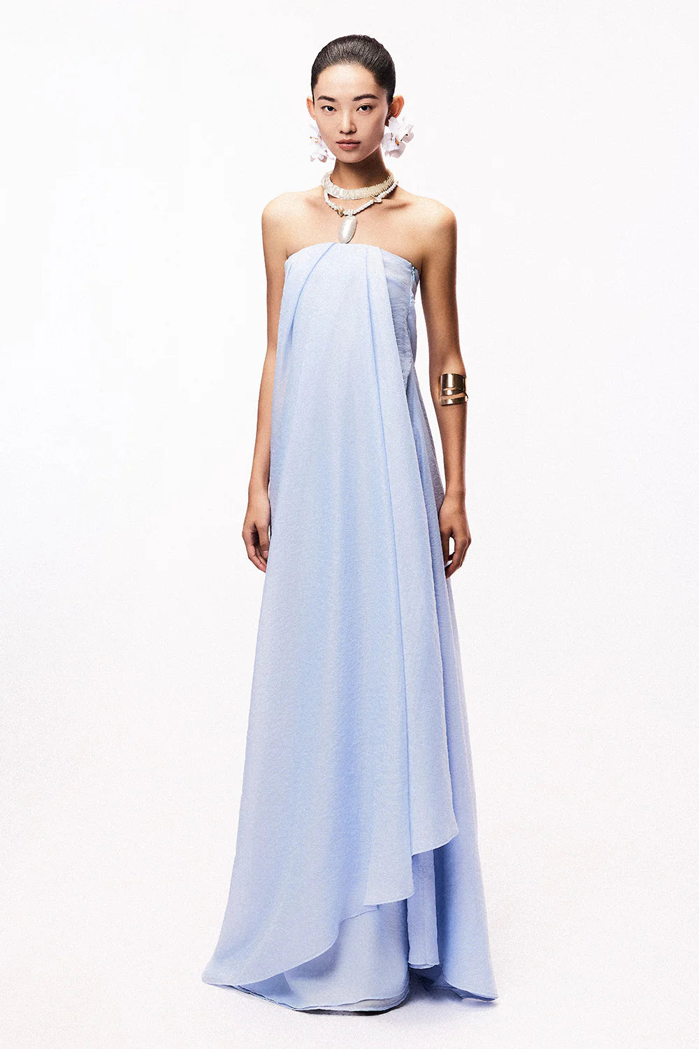 Alexa A-line Draped Chiffon Maxi Dress