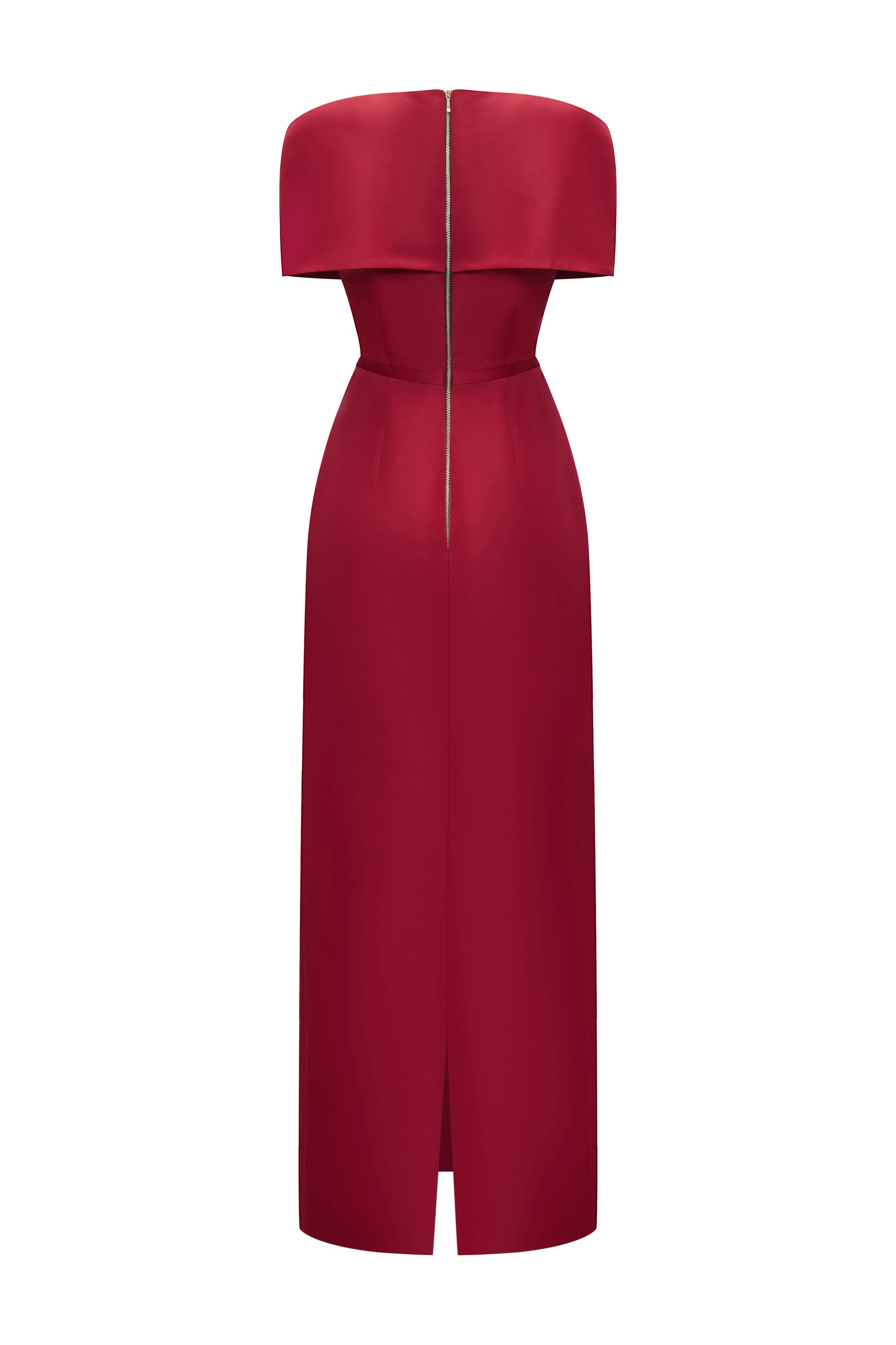 Fiorelle Sheath Cape Sleeved Satin Maxi Dress