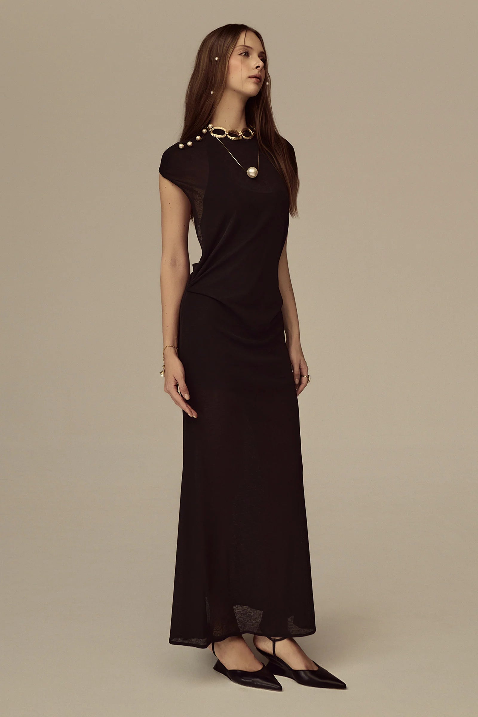 Amariel Sheath Gathering Maxi Dress