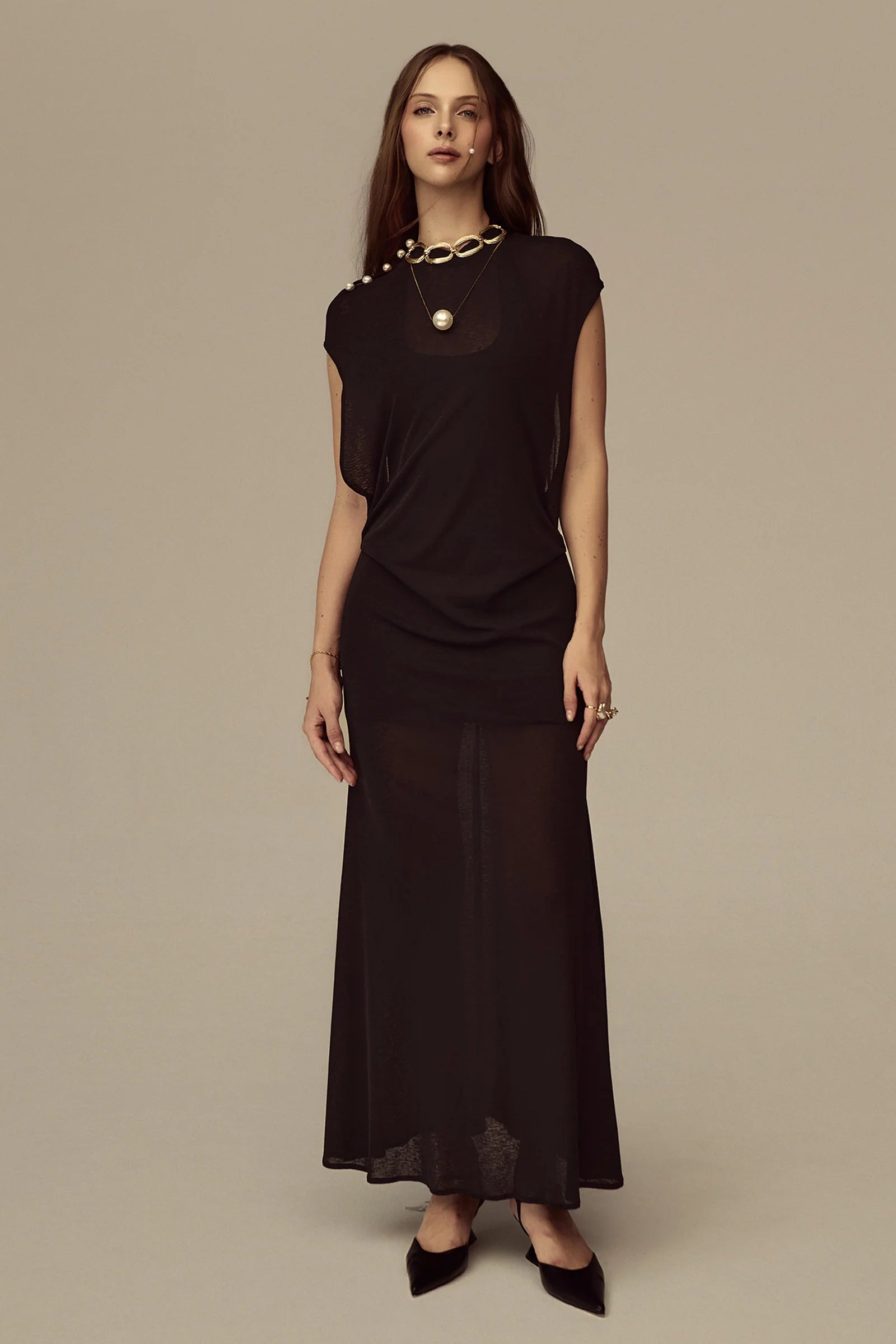 Amariel Sheath Gathering Maxi Dress