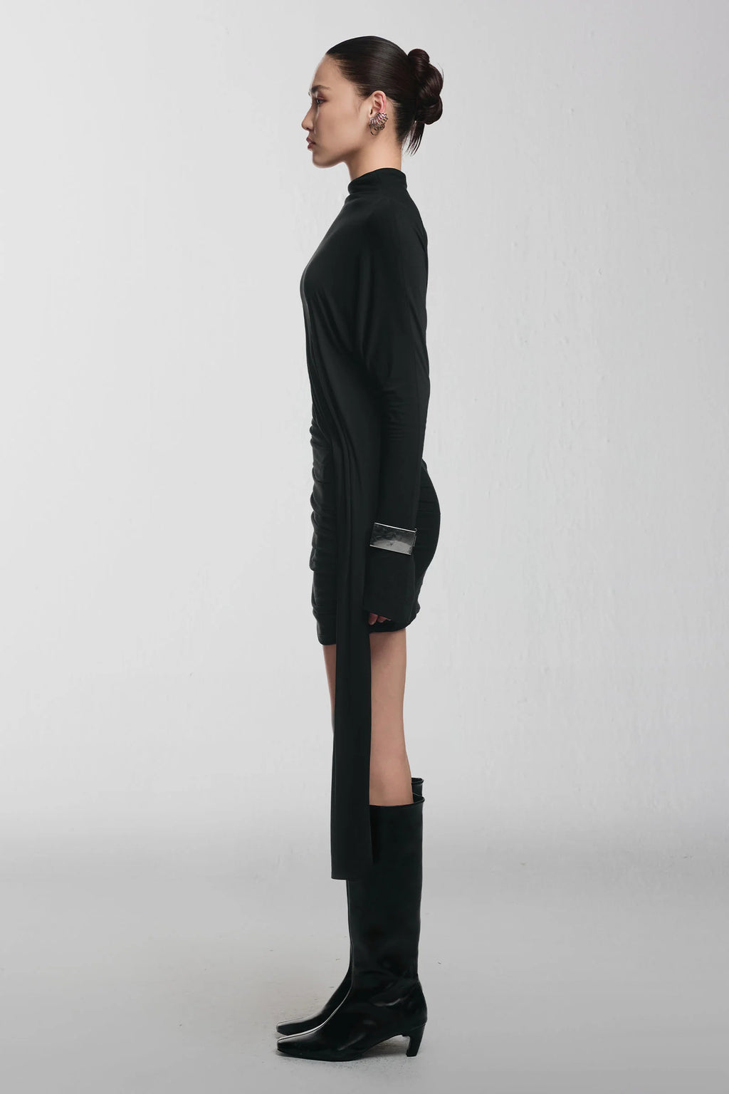 Arche Bodycon Gathering Mini Dress