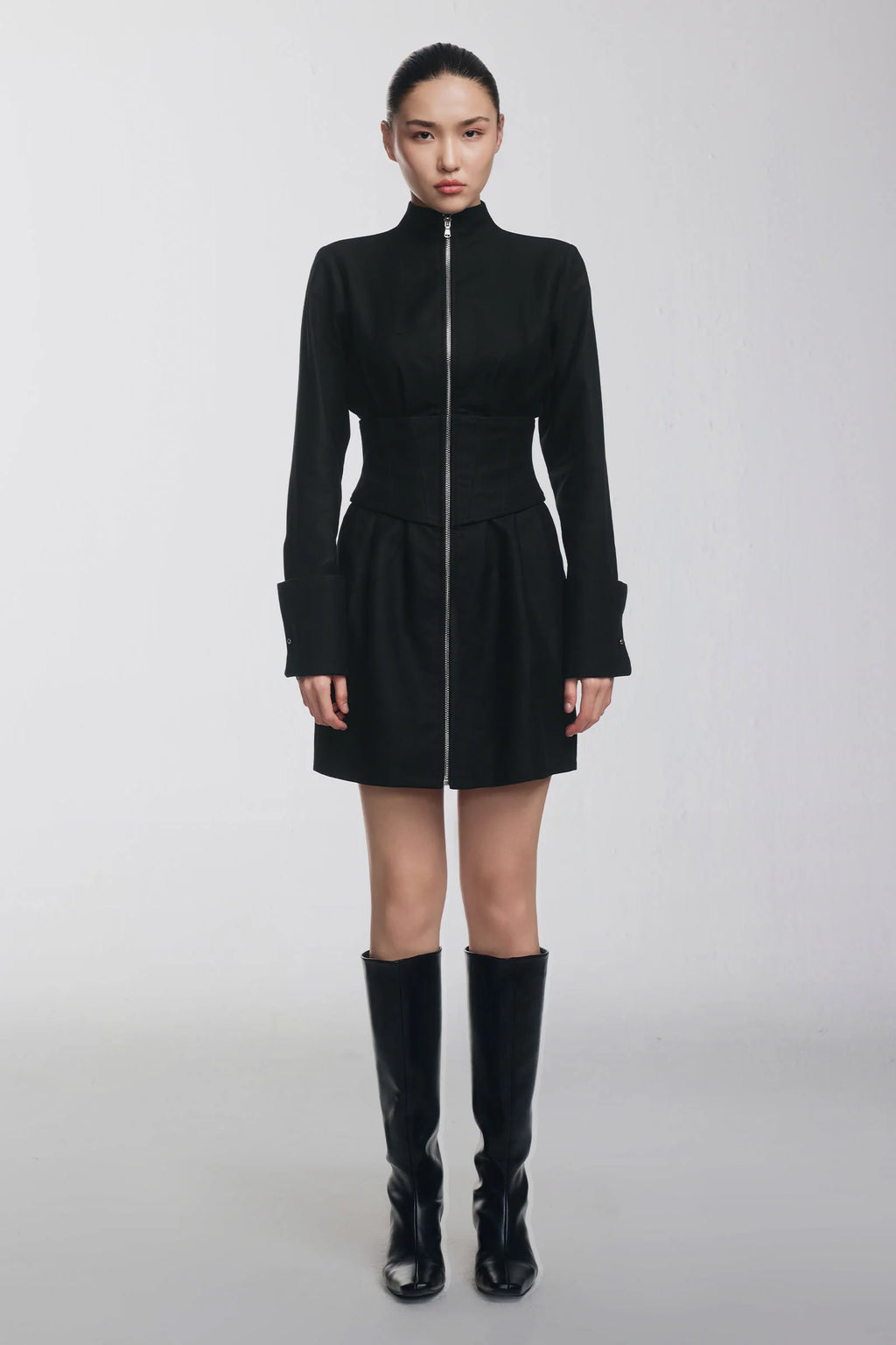 Alune Cuff Sleeve Polycotton Mini Dress