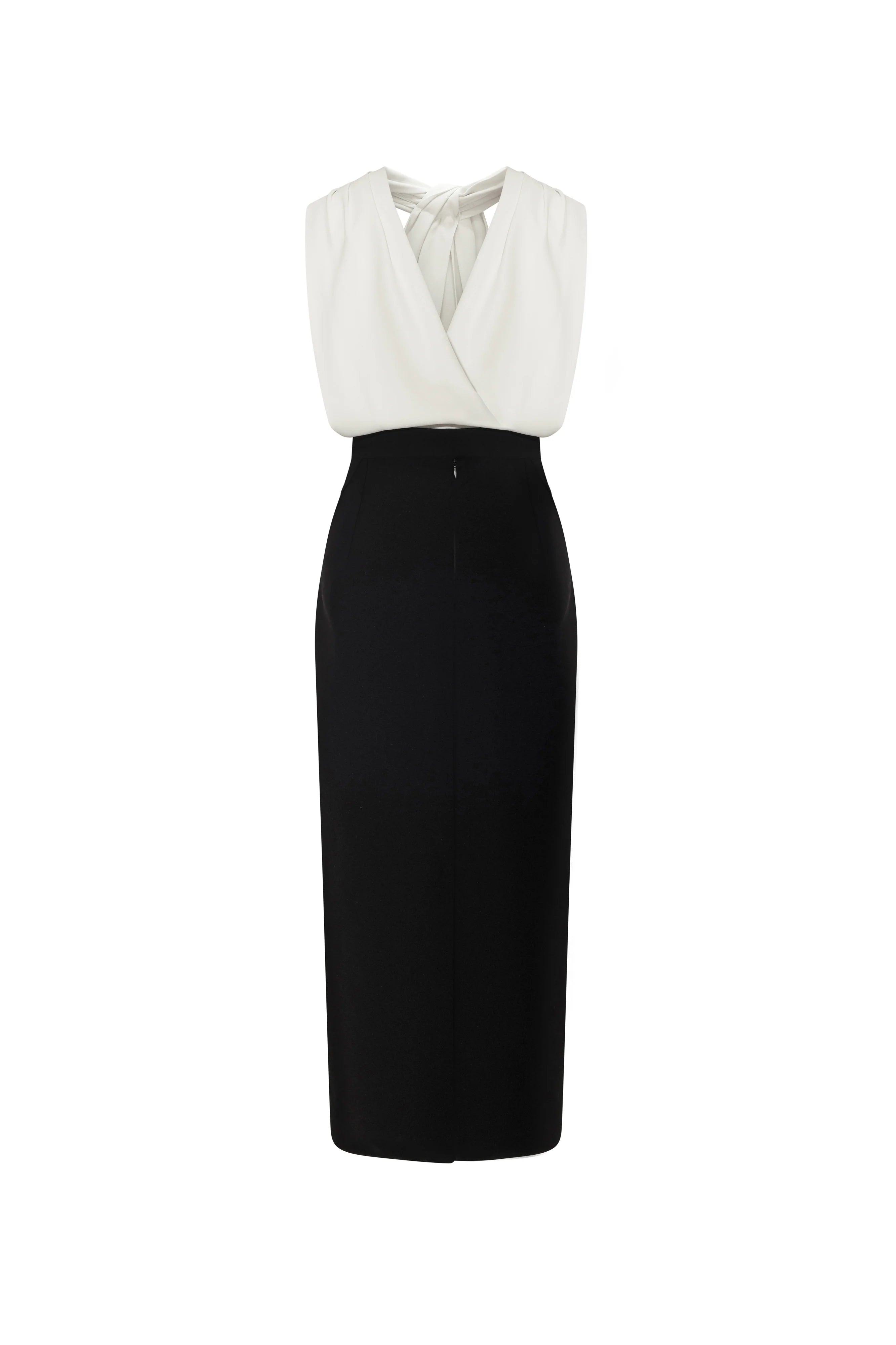 Claude Sheath Halter Neck Crepe Midi Dress