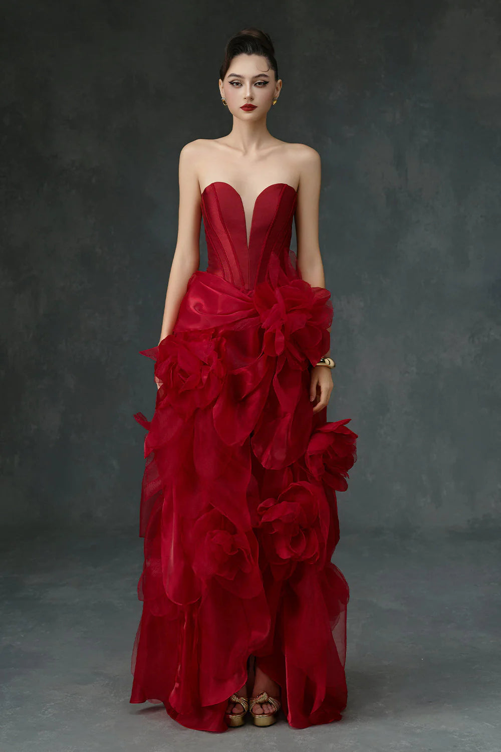 Kaela Ball Gown Applique Maxi Dress