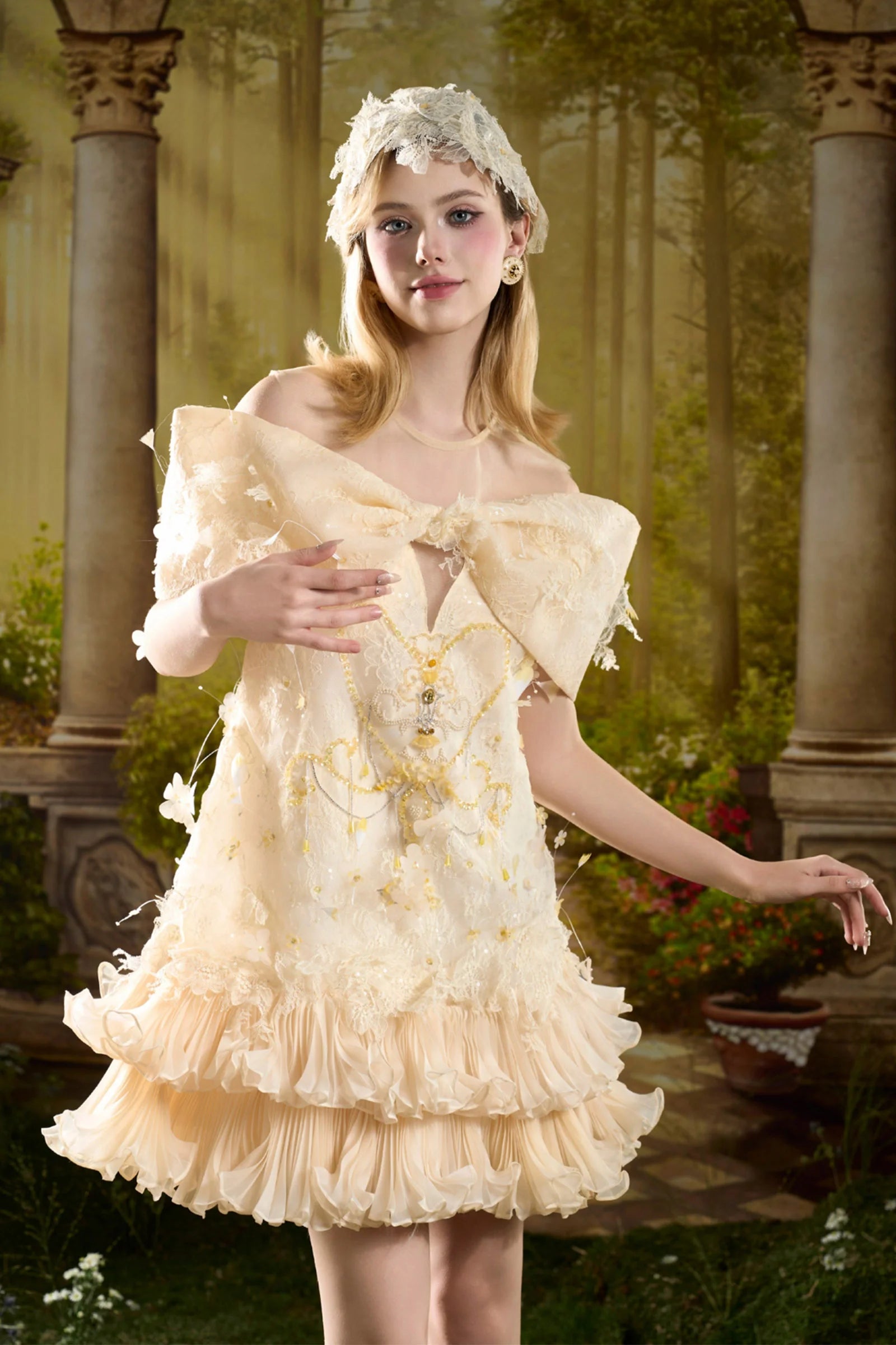 Vivian Babydoll Ribbon Mini Dress