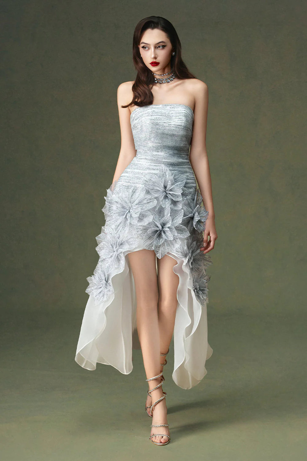 Dania Asymmetric Applique Mini Dress