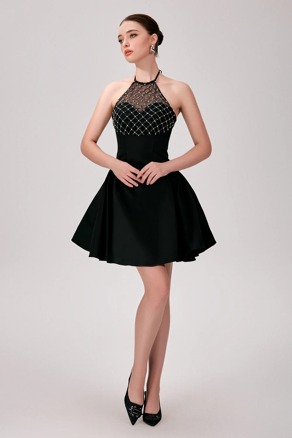 Ellen Halter Bead Mini Dress