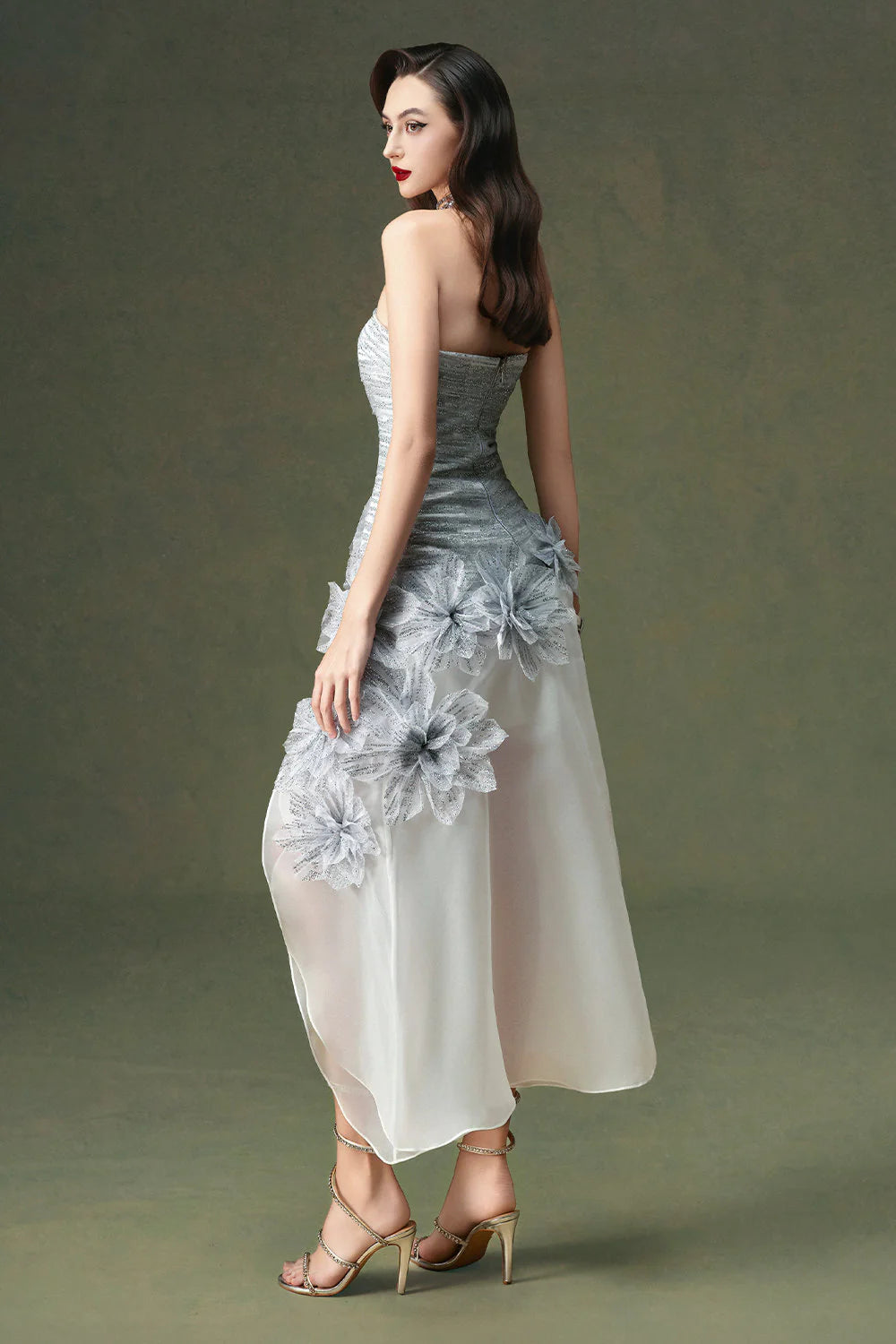 Dania Asymmetric Applique Mini Dress