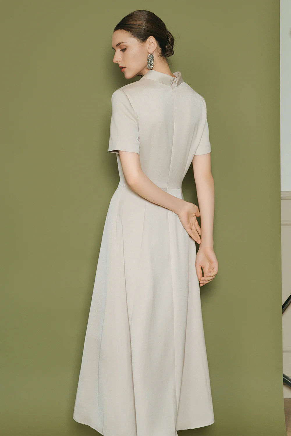 Alba Collared Button Midi Dress