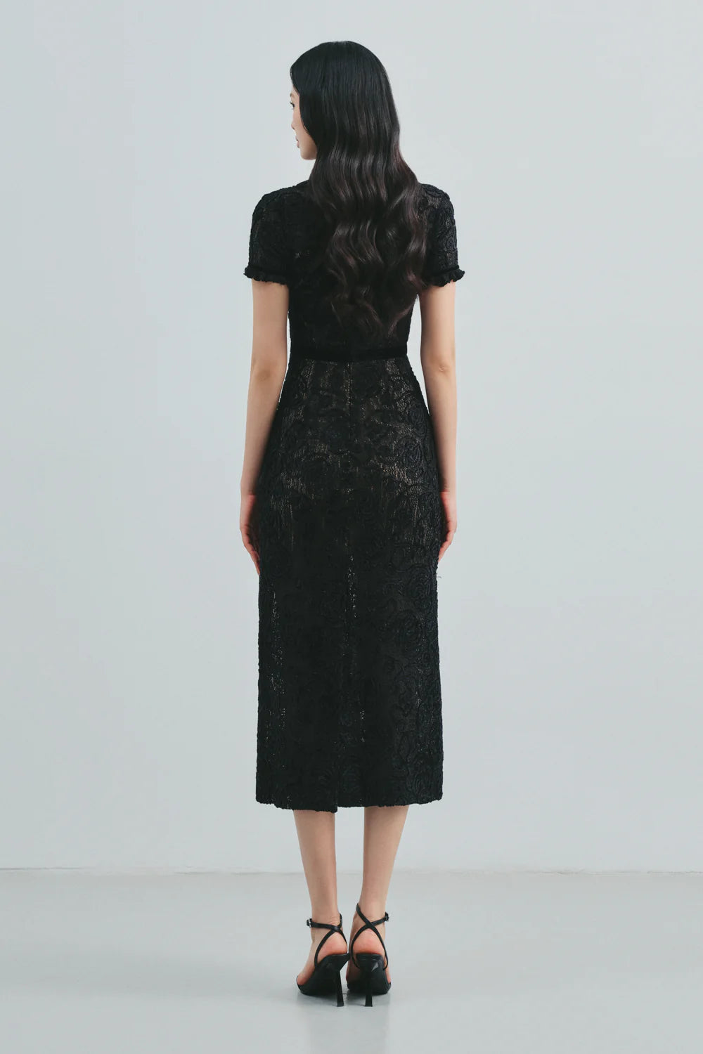 Delphia Round Neck Ribbon Midi Dress