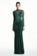 Alina High Neck Gathering Maxi Dress