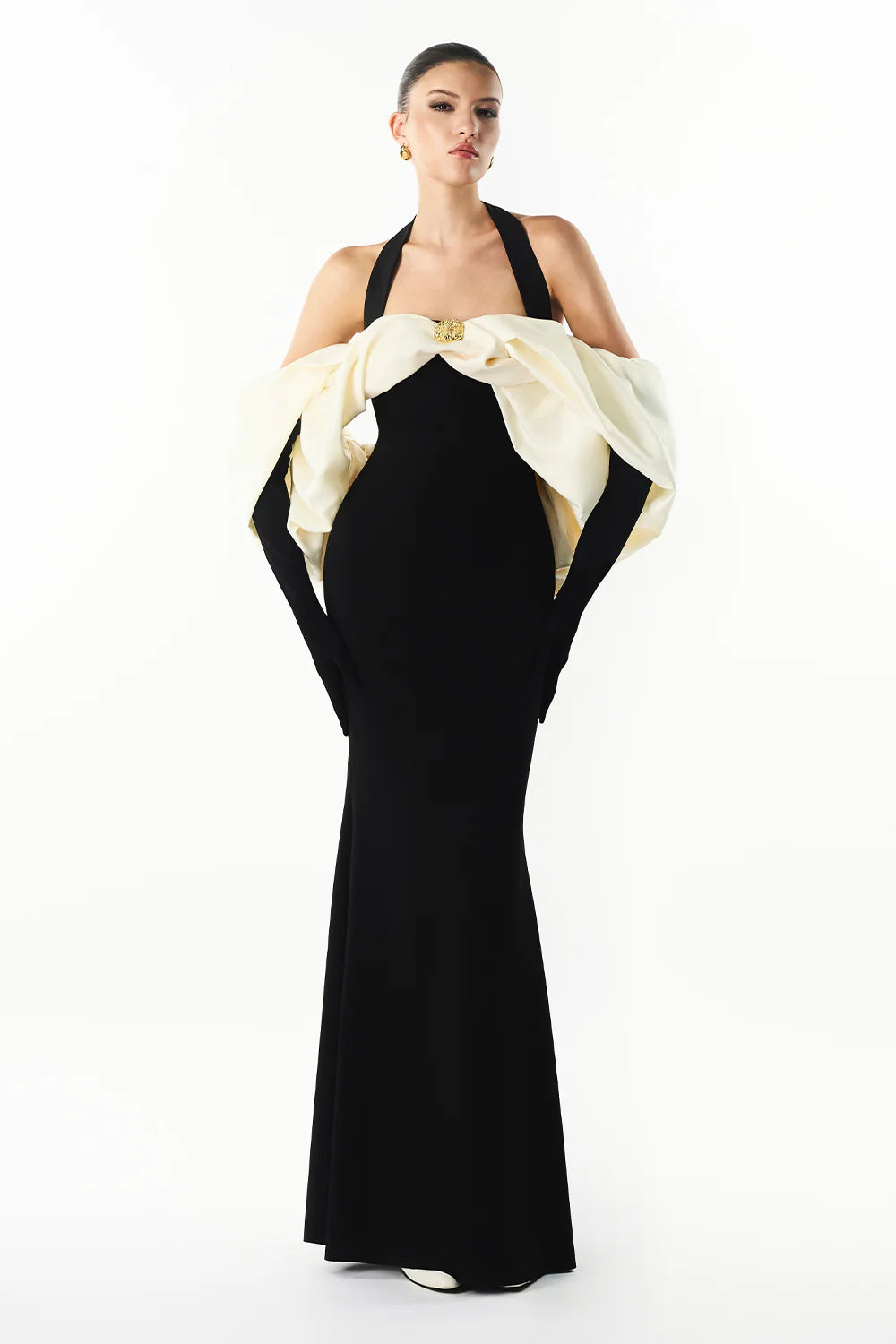 Divora Halter Draped Maxi Dress