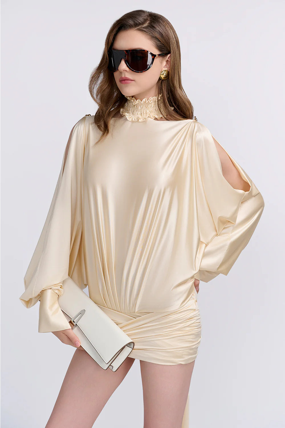 Portia Blouson Ruffle Mini Dress