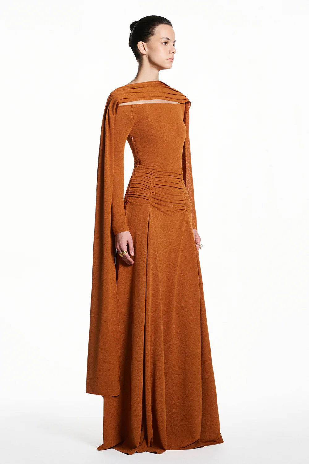 Majesta Off-Shoulder Gathering Maxi Dress