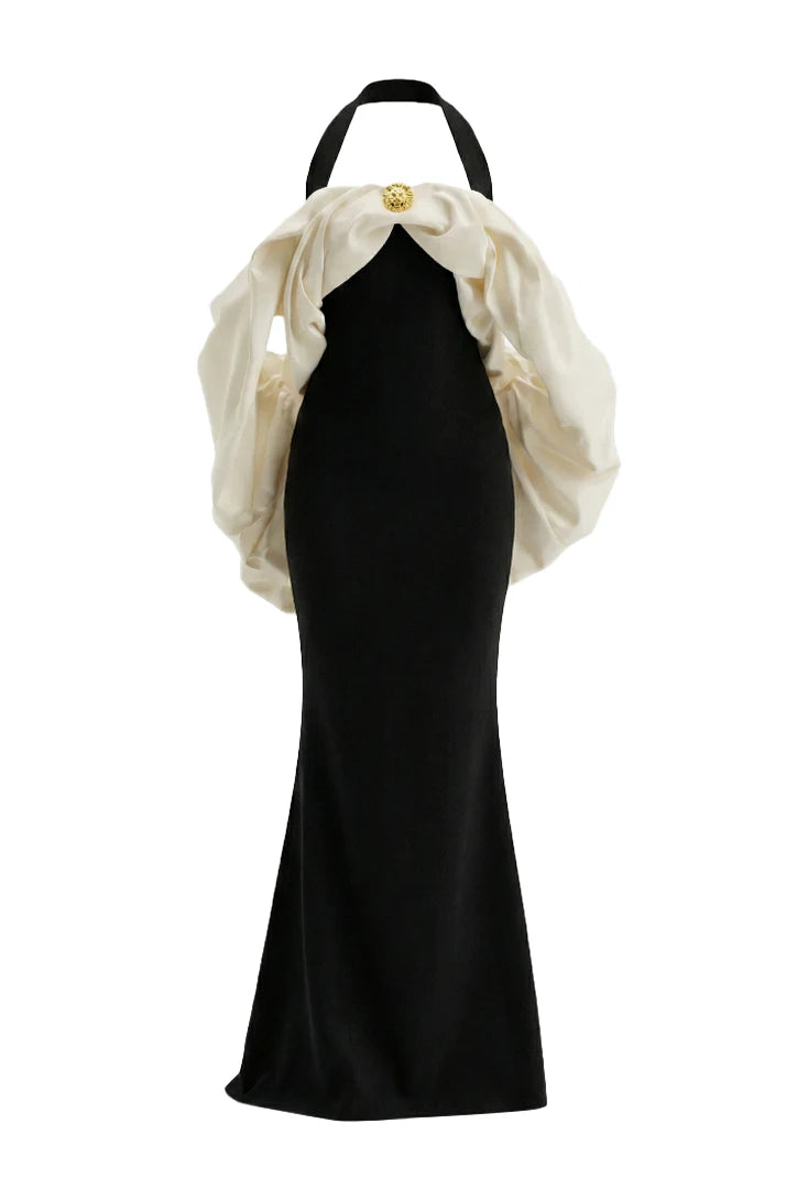 Divora Halter Draped Maxi Dress