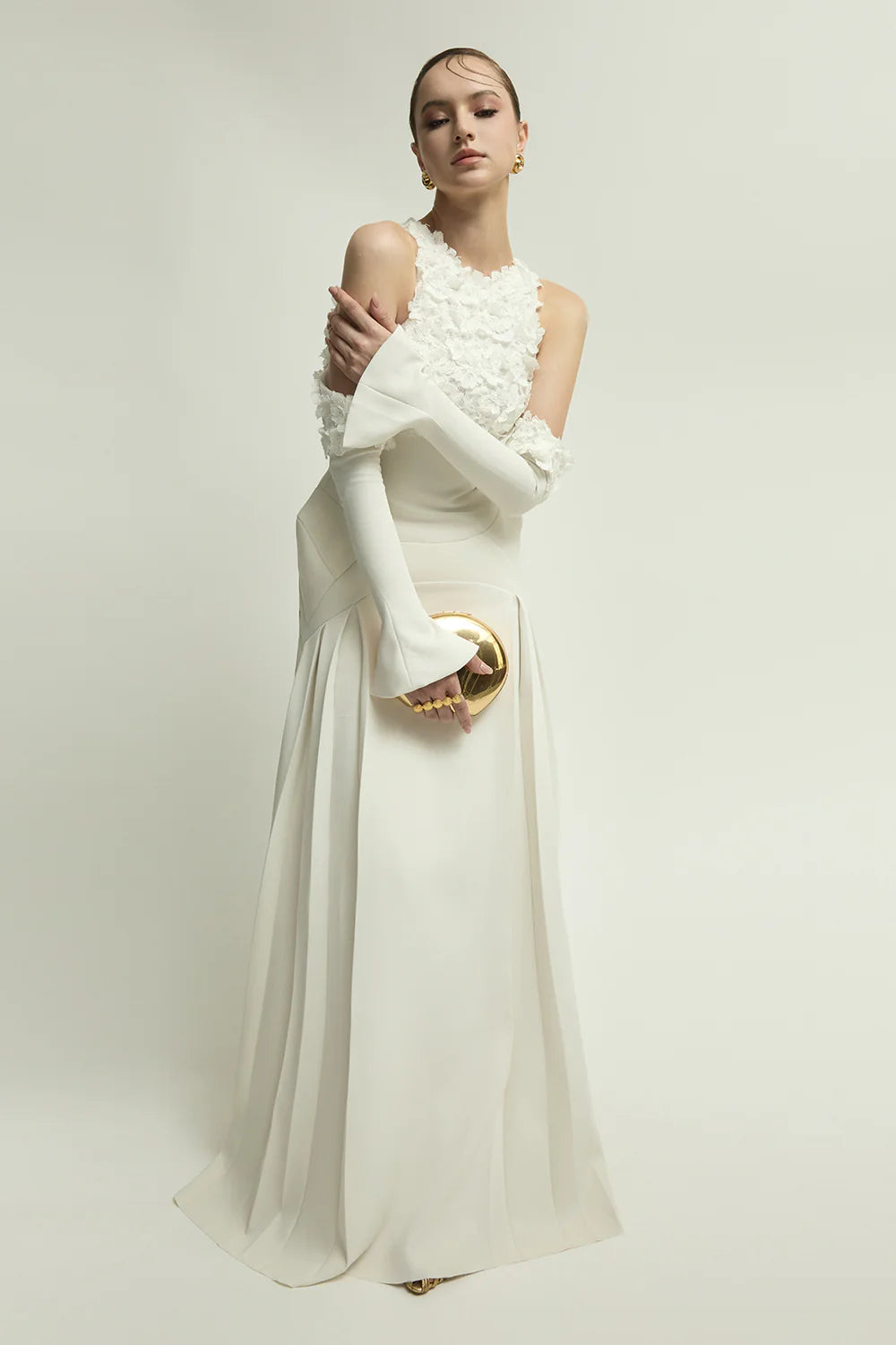 Amelie Cold Shoulder Sleeve Applique Maxi Dress