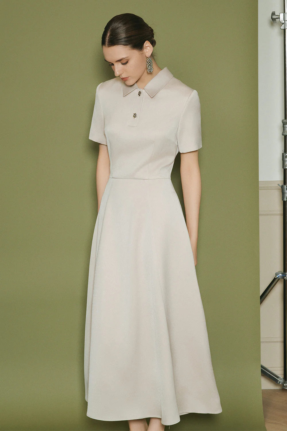 Alba Collared Button Midi Dress