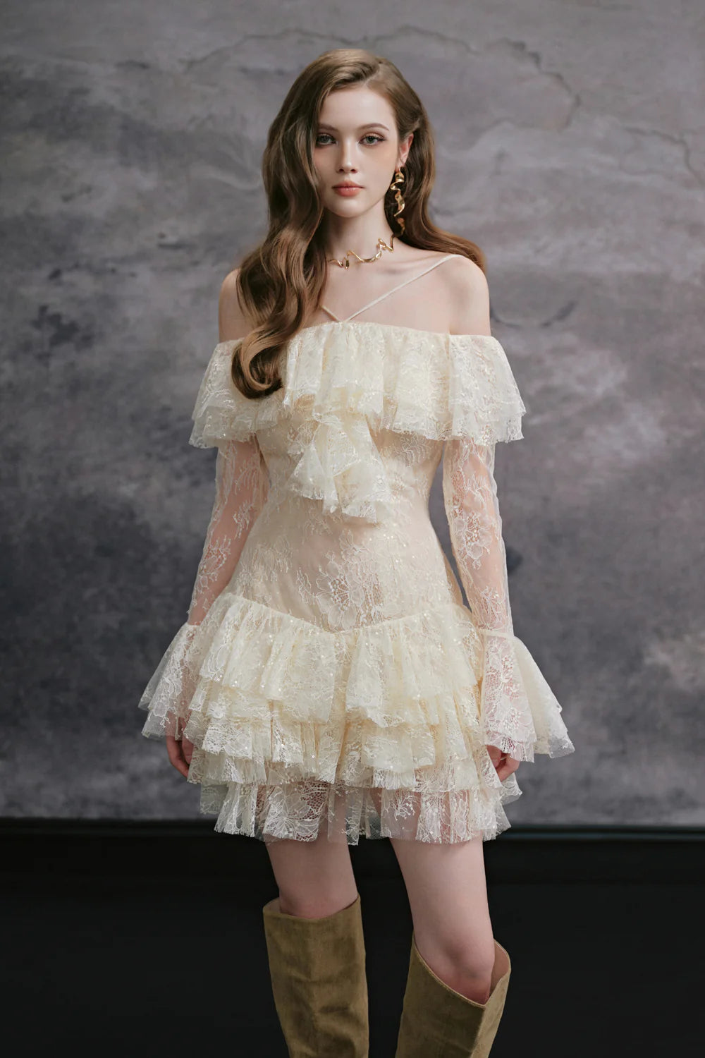 Minzy Off-Shoulder Ruffle Mini Dress