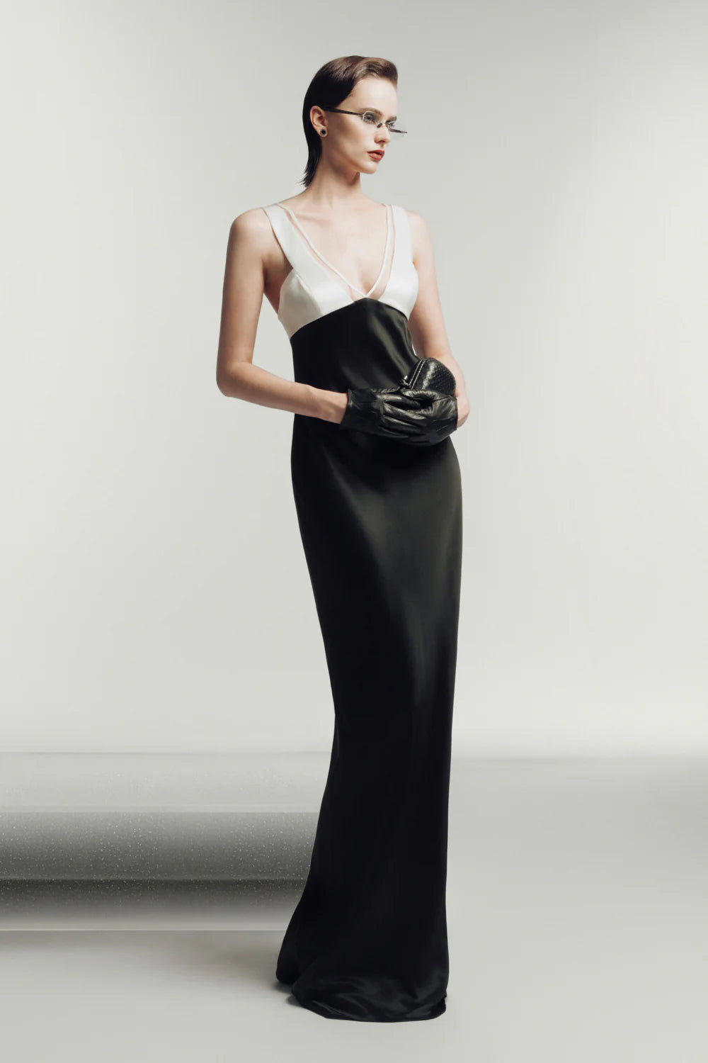 Massena Sheath V-Neck Sateen Maxi Dress