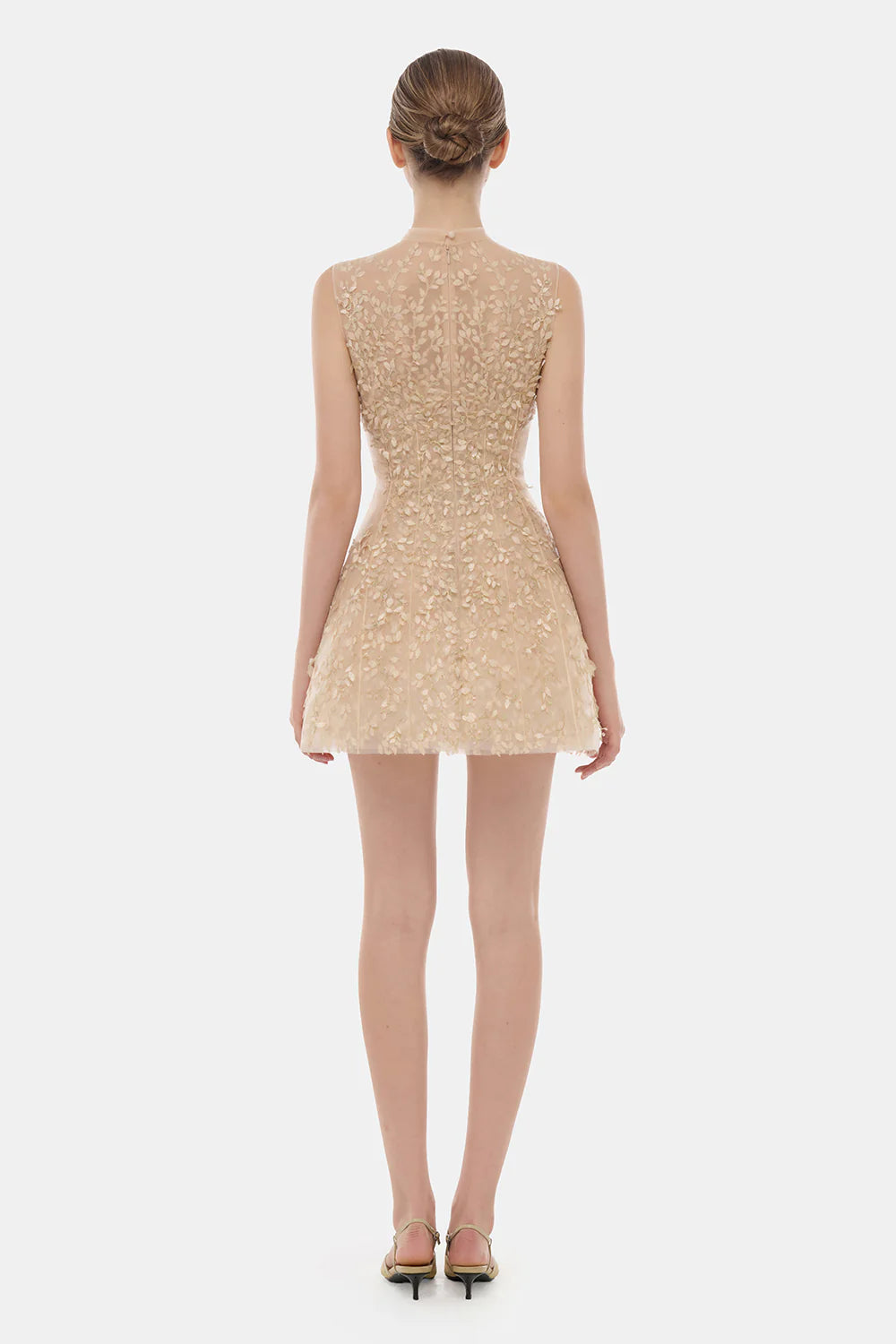 Sabine High Neck Brocade Mini Dress