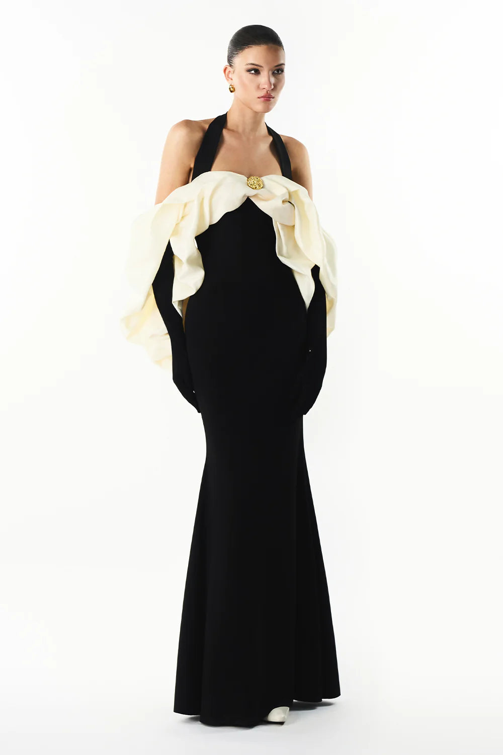 Divora Halter Draped Maxi Dress