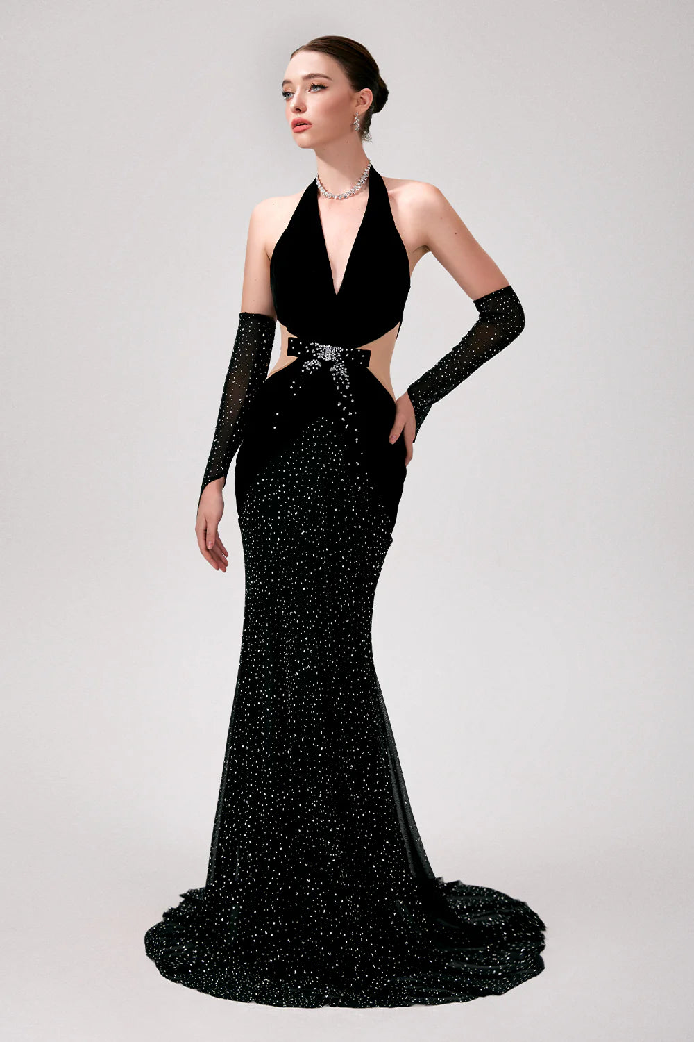 Kim Mermaid Rhinestone Maxi Dress