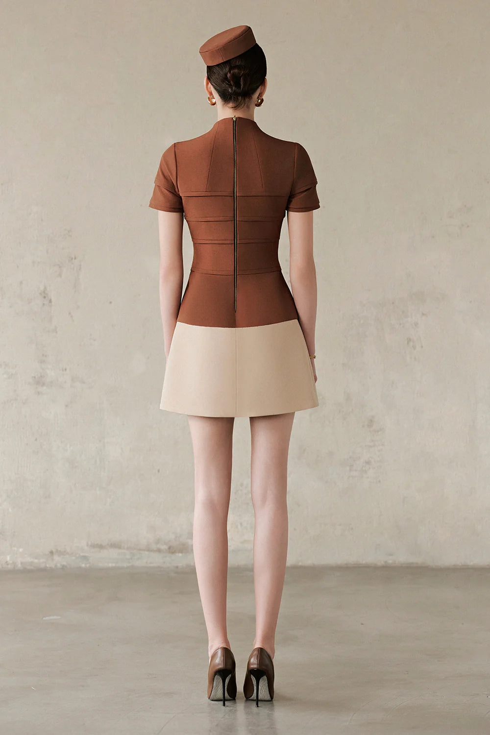 Lumi High Neck Button Mini Dress