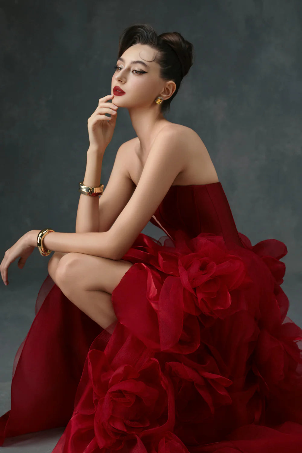 Kaela Ball Gown Applique Maxi Dress