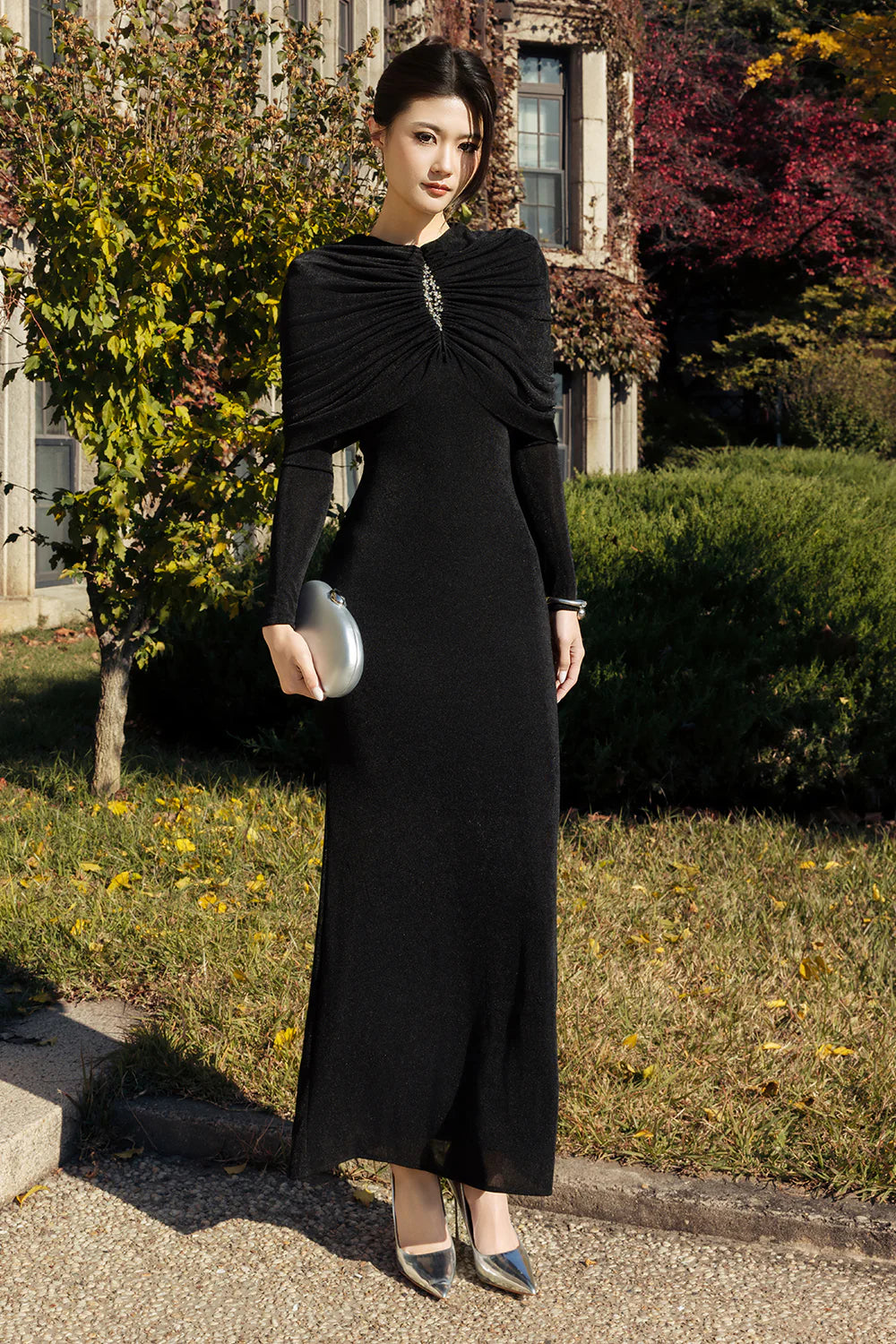 Lunavex Sheath Gathering Maxi Dress