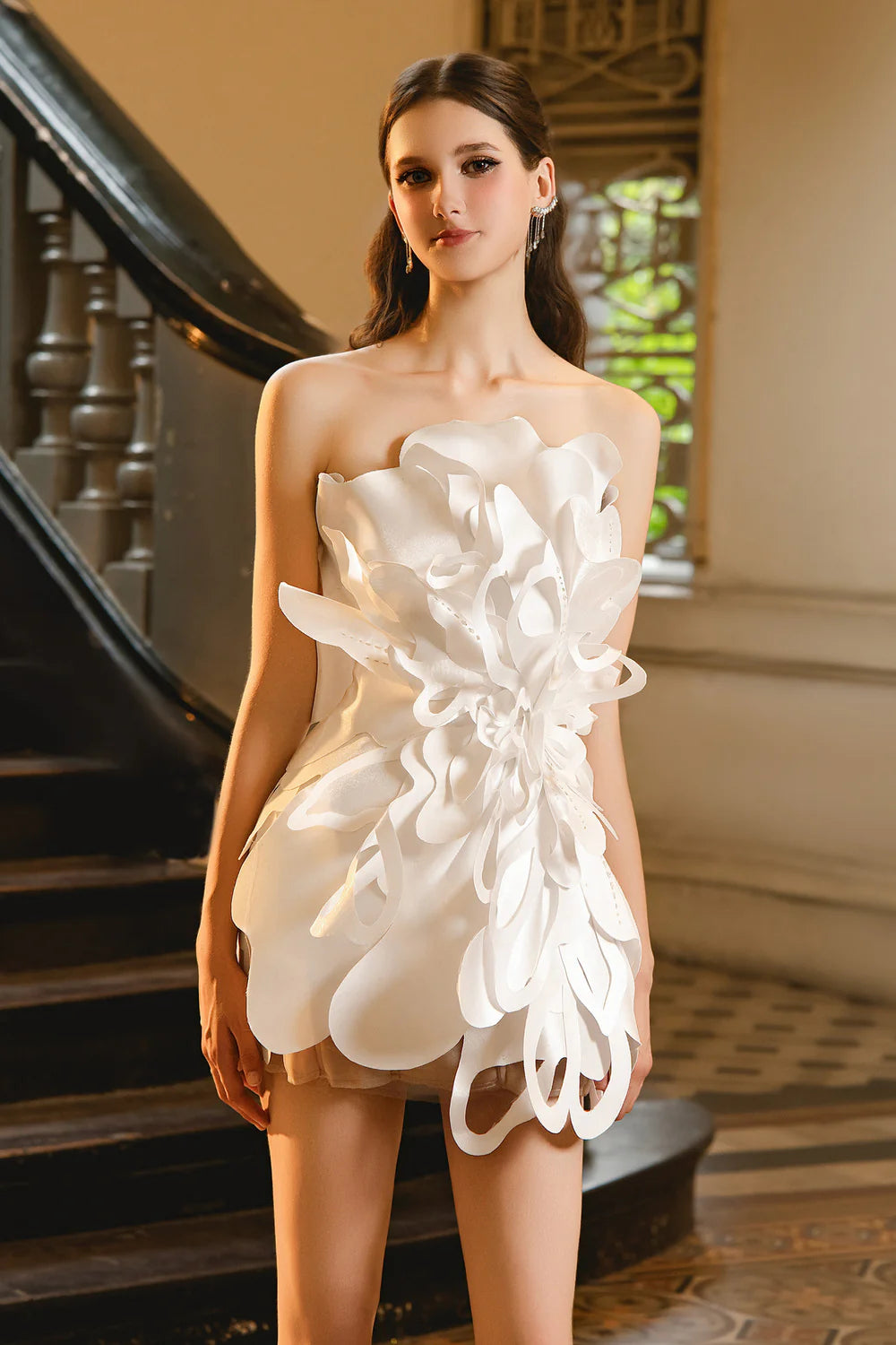 Austin Bodycon Flower Applique Taffeta Mini Dress