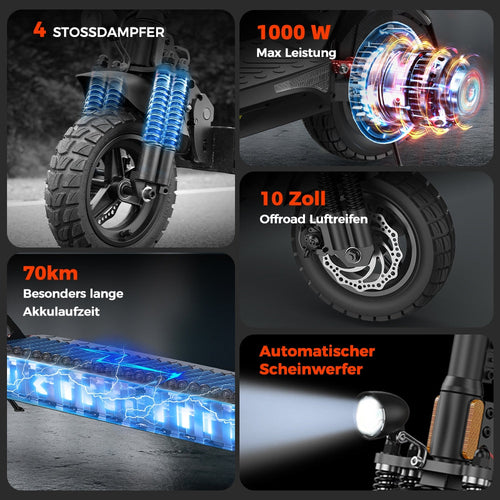 1000W T4 Off-Road E-Scooter mit Straßenzulassung (ABE/eKFV)